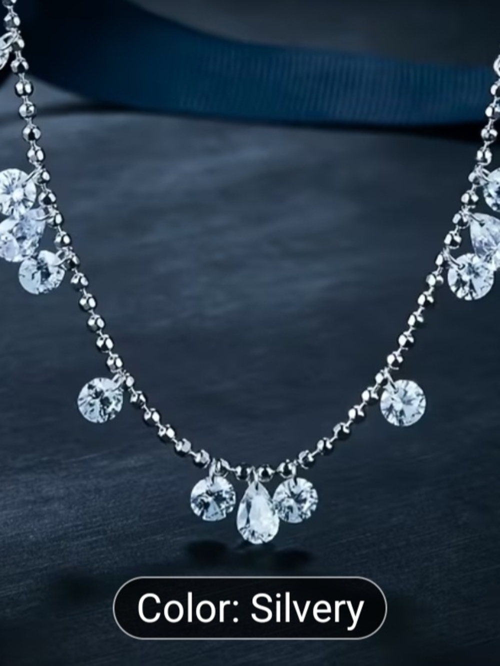 Vintage Hypoallergenic Minimalist Necklace with Sparkling Surround Design.